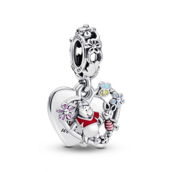 Pandora Disney Winnie the Pooh & Piglet Double Dangle Charm - Picture 1 of 4